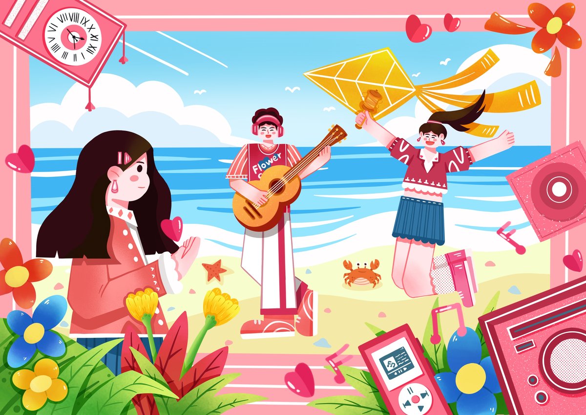 CH047274_啊锐_花海主题场景插画