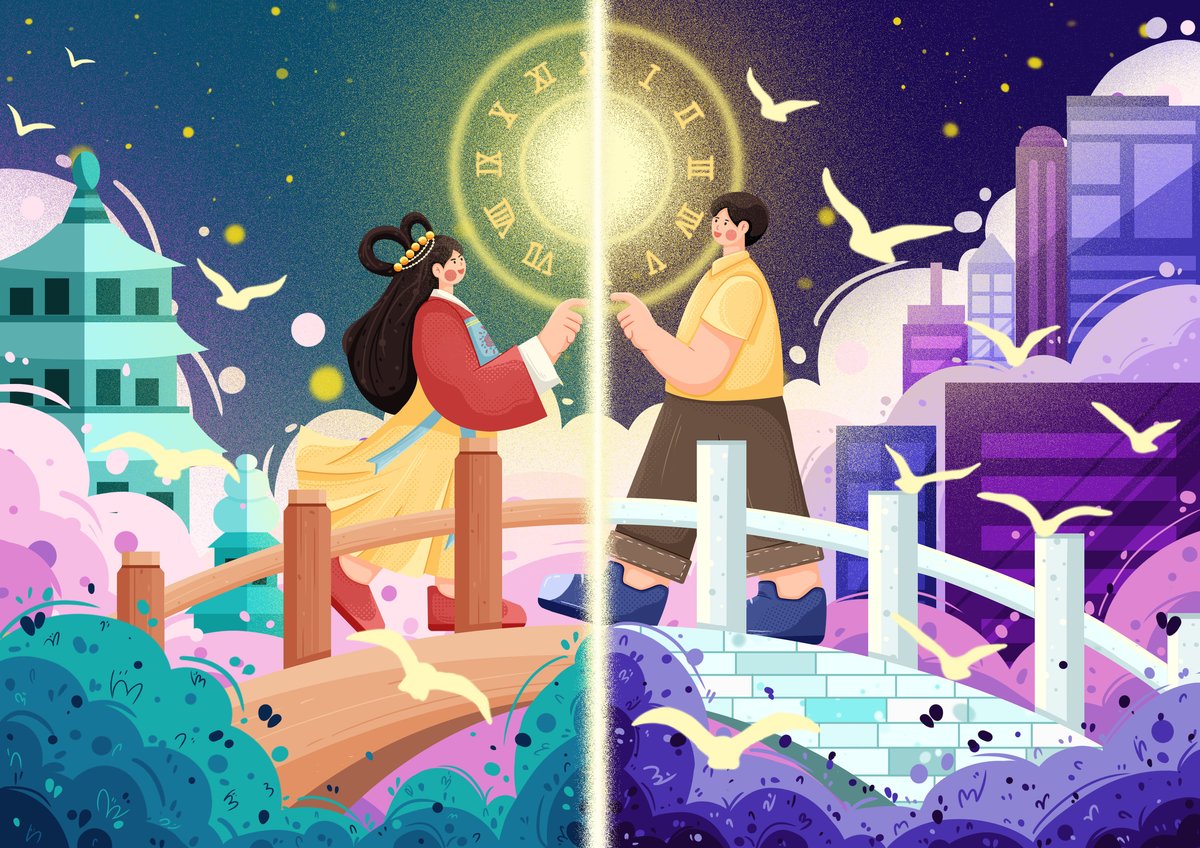 CH1866_风吹一夏_错位时空主题插画